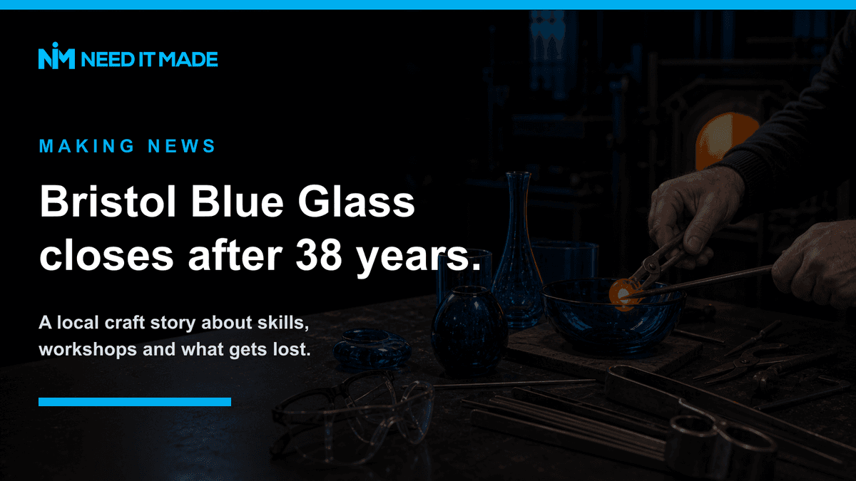 A hand-blown piece of deep cobalt-blue Bristol glass.
