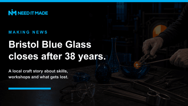 A hand-blown piece of deep cobalt-blue Bristol glass.