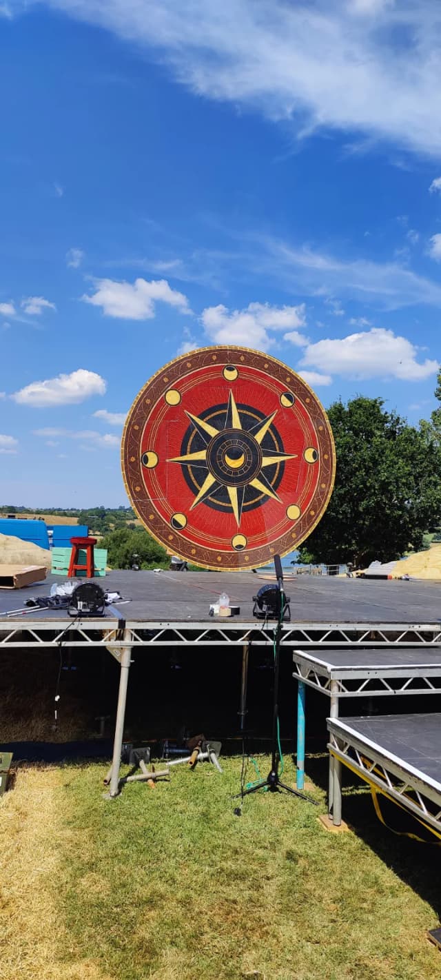 Giant rotating Roman coin