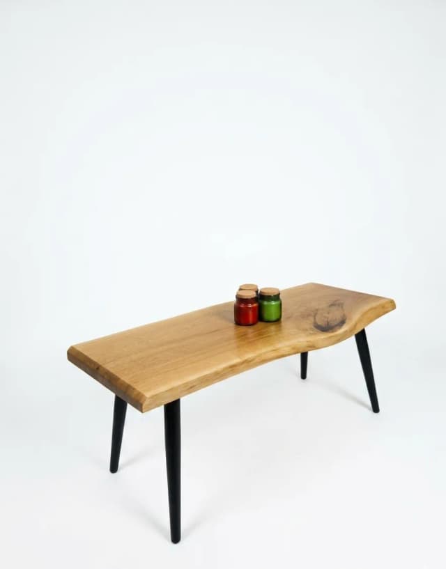 Live edge oak coffee table with an epoxy resin pour