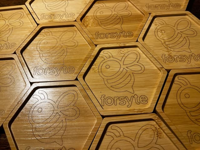 Bamboo coasters for corporate client