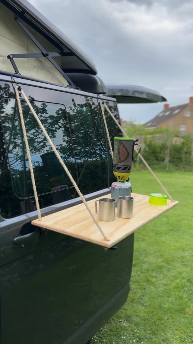 Suspended table for van