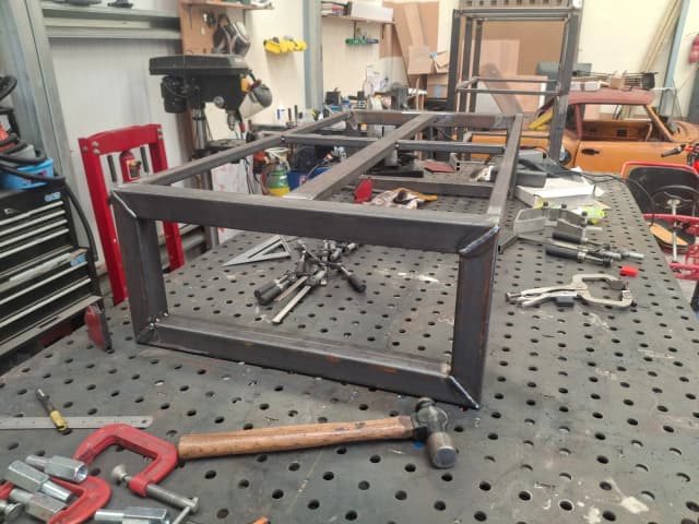 Steel-Framed Coffee Table, custom furniture made by Daniel C.